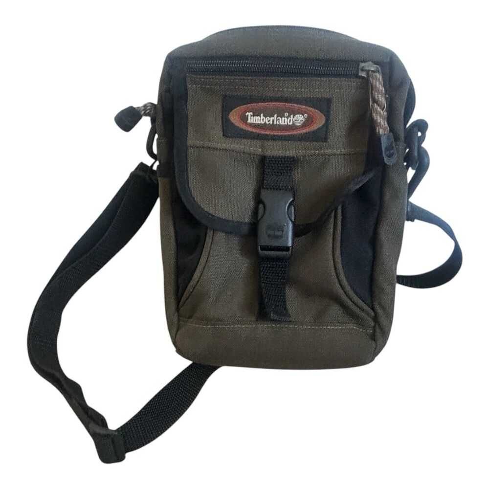 Vintage Timberland Crossbody Bag Olive Drab Canvas Mini Sling Shoulder Travel